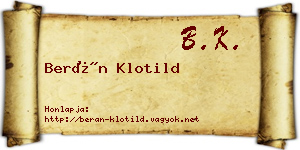 Berán Klotild névjegykártya